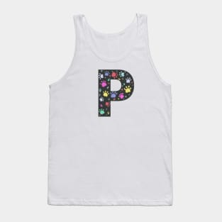 P letter  with colorful paw print Tank Top